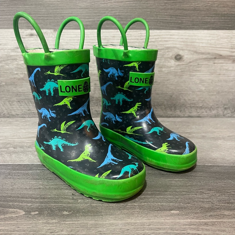 Lone Cone Kids Dinosaur Adventure Boots - Green and Blue Rain Boots